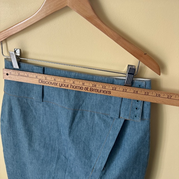 Derek Lam 10 Crosby Light Denim Asymmetric slit long pencil skirt size 6 - Picture 6 of 7